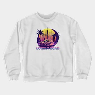 Lonely road with the sound of a car engine Crewneck Sweatshirt